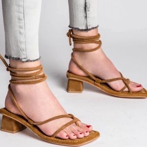 Jeffrey Campbell Kaine Tan Suede Wrap Sandals